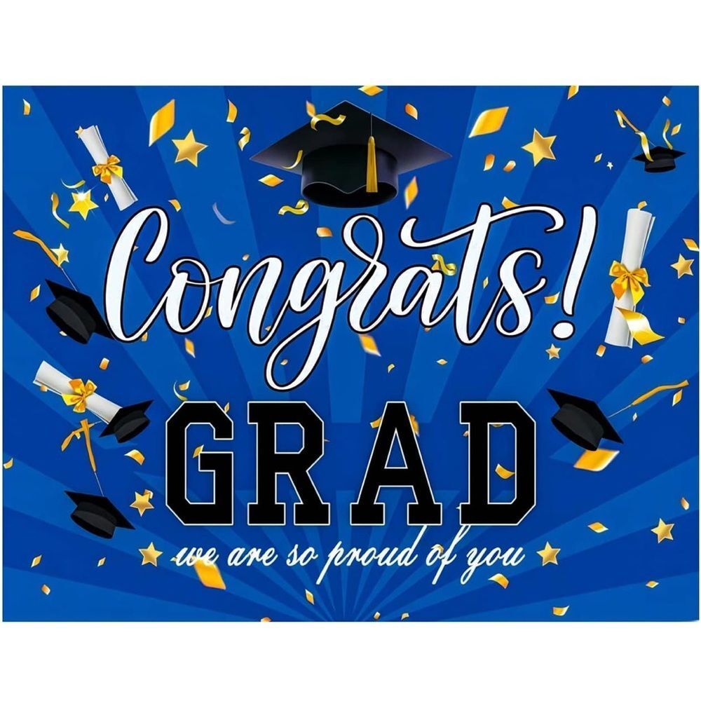 Congratulations Graduation Banner Background 8X6FT(Blue)